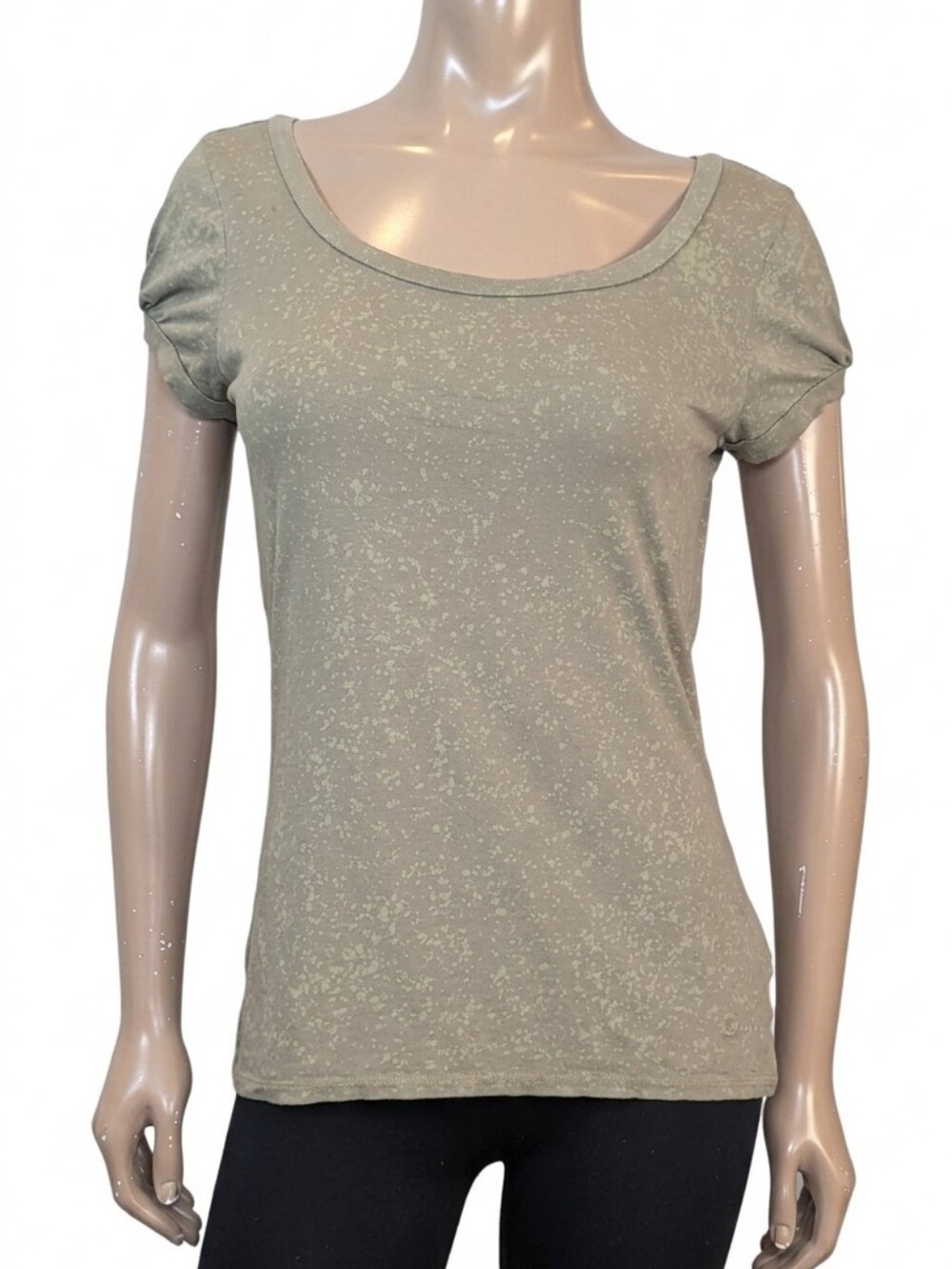Calvin Klein Jeans Short Sleeve Tee Acid Wash Print Green Womens Size Medium Top